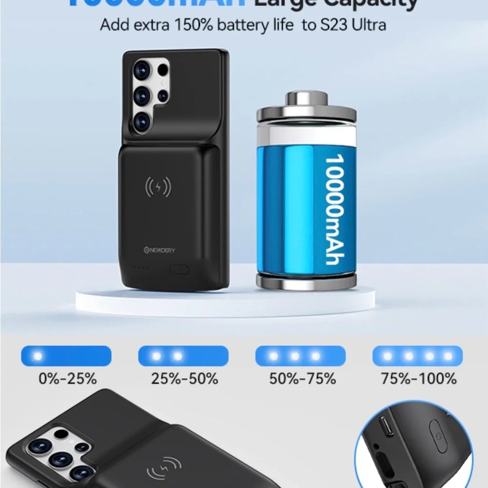Battery Case for Galaxy S23 Ultra - Wireless Charging